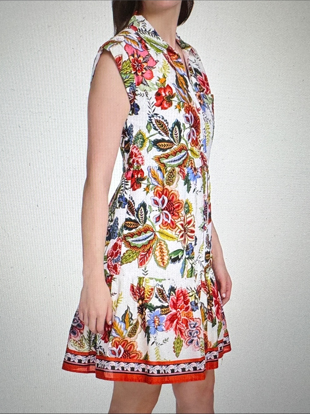 Eliza J White Sleeveless Mini Dress with Multicolor Floral Print